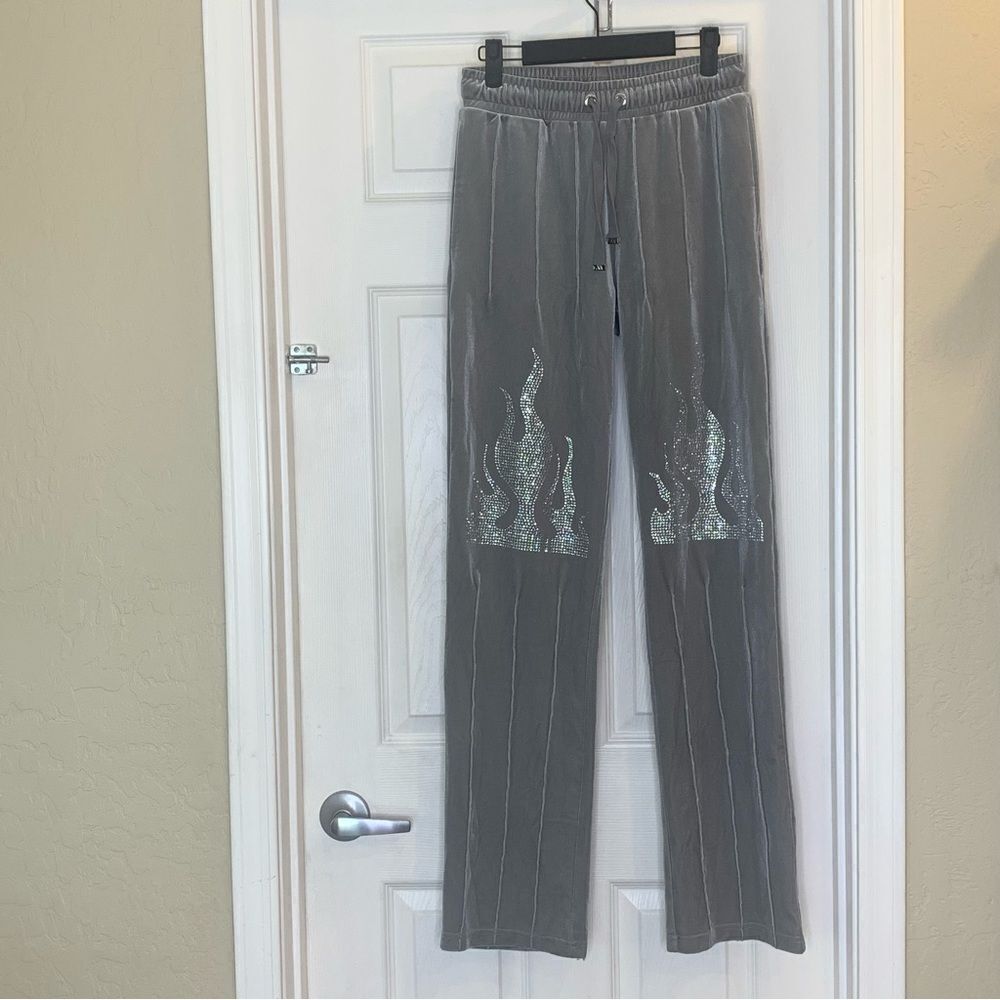 JK Attire Chaos Reckless Sweatpants Size Small Gray Sparkle